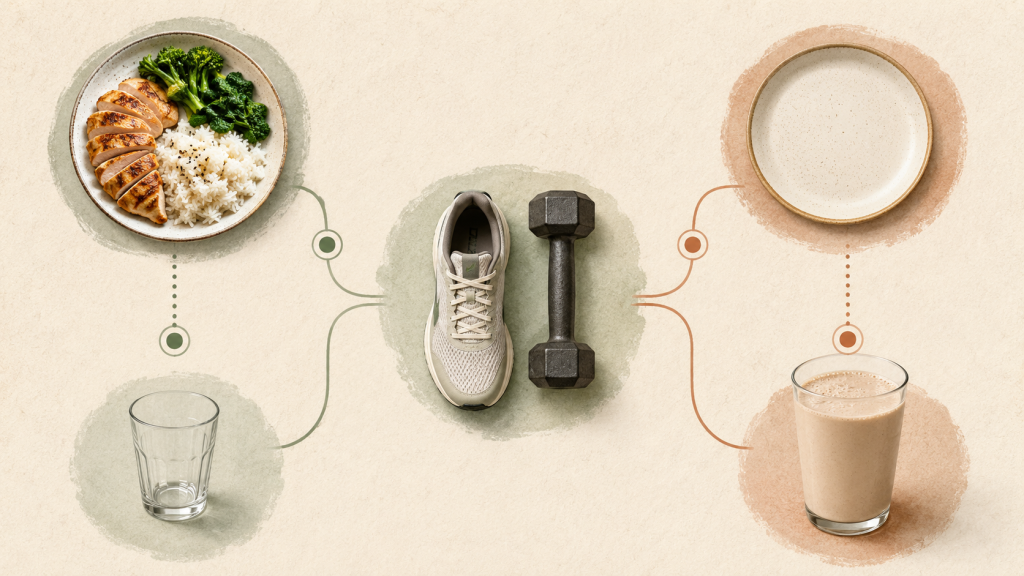 Protein shake timing based on the last protein-rich meal