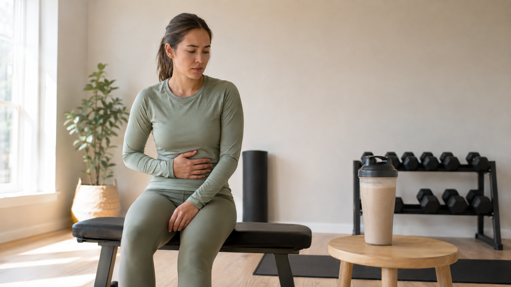 Light protein shake before a strength workout