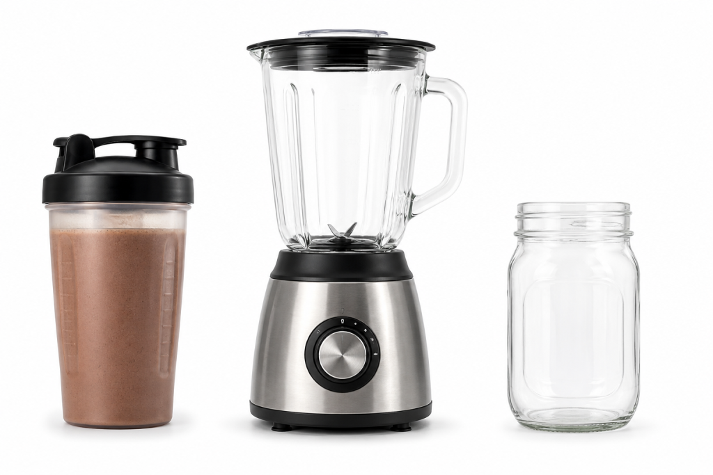 Adding liquid before protein powder in a shaker bottle