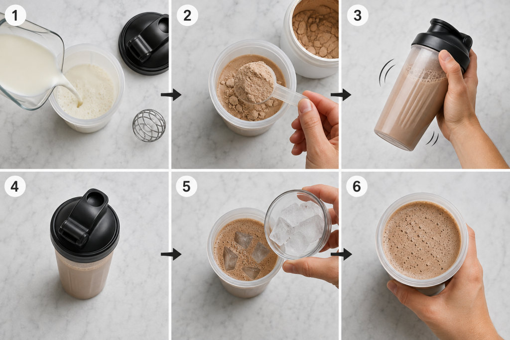 Protein shake made with water compared with milk